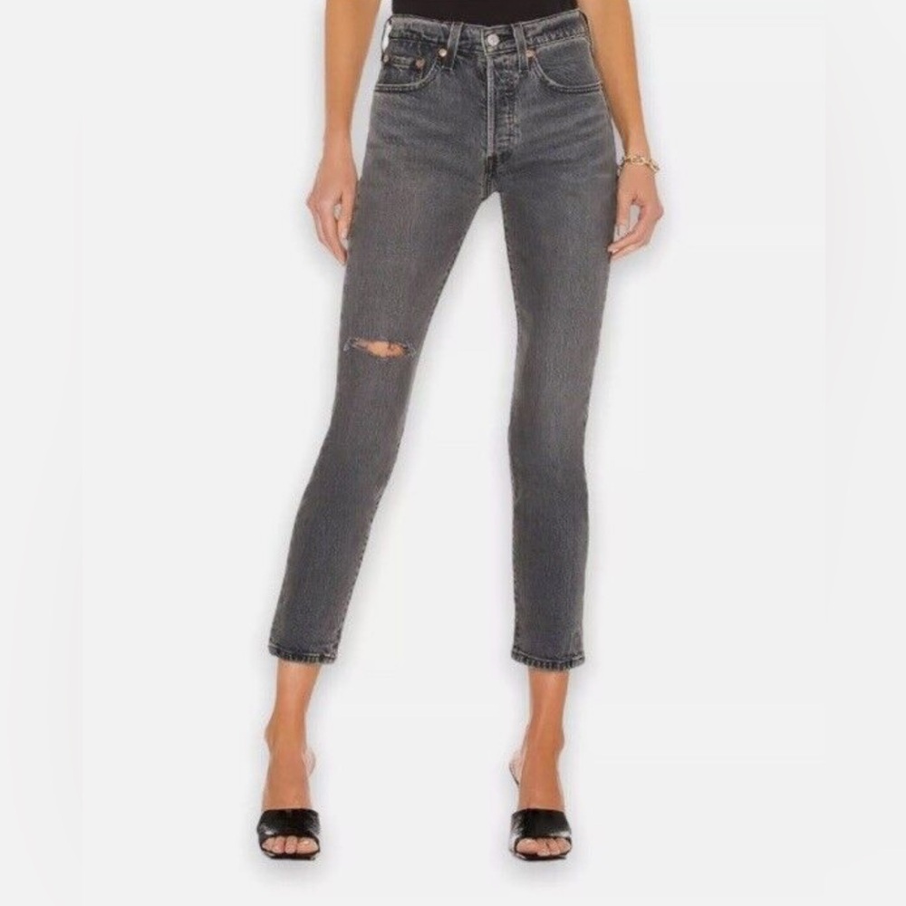 Levi’s 501 High Rise Cropped Skinny Distressed Jeans